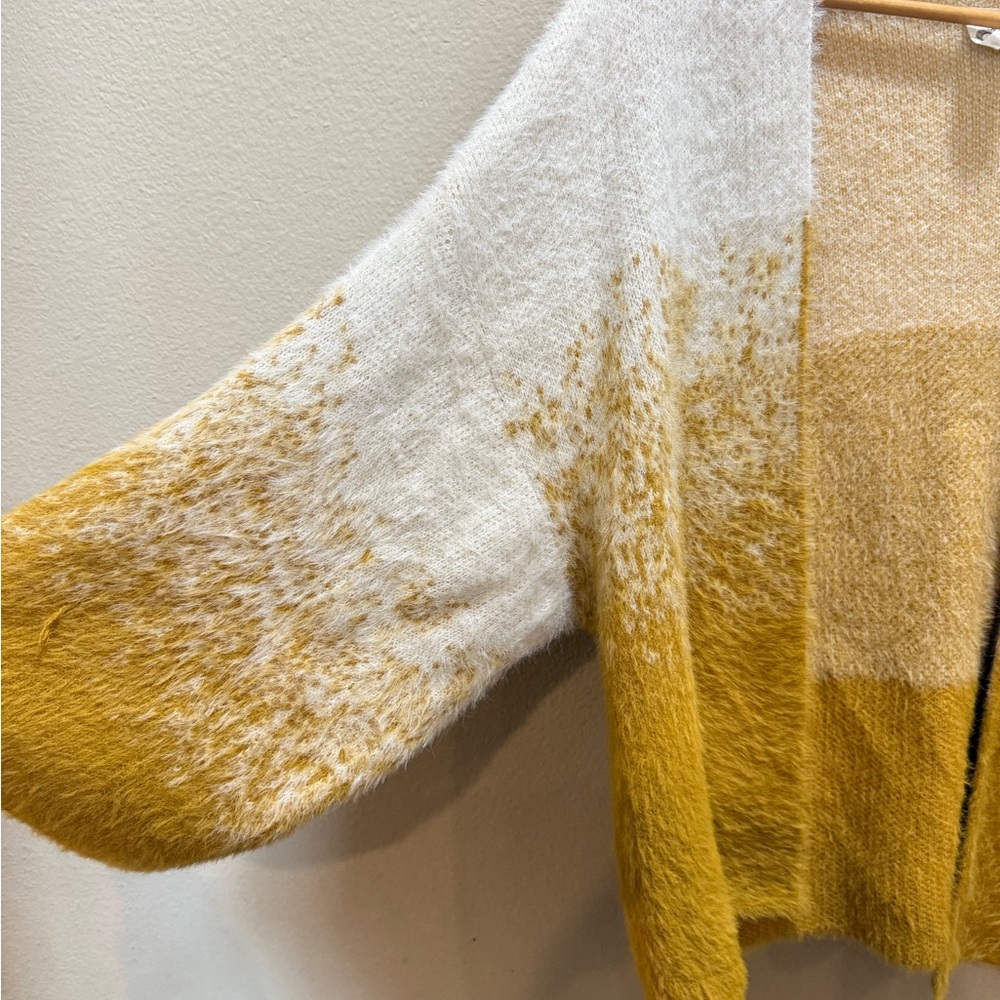 Anthropologie x Akemi + Kin Yellow and White Open Front Cardigan One Size Womens - Picture 4 of 7